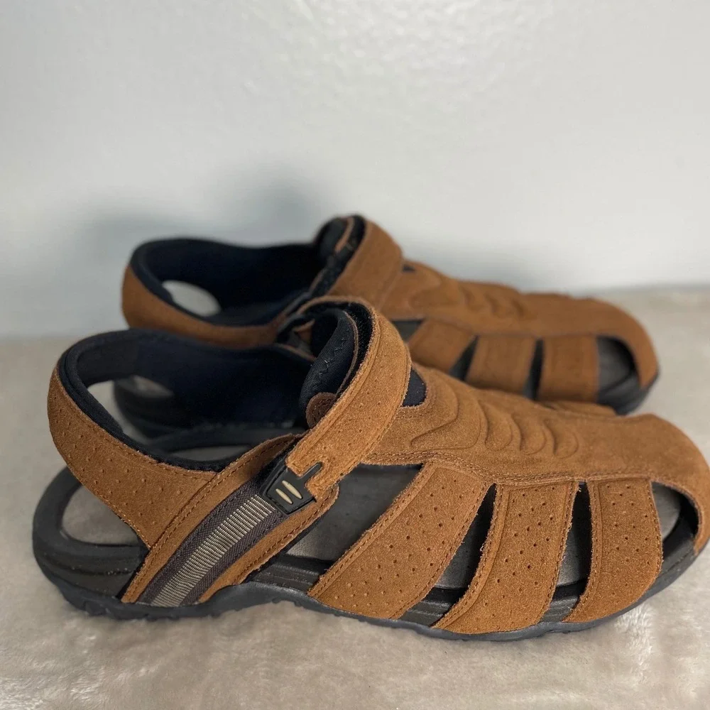 Reel Legends Guillermo Mens Brown Leather Fisherman Sandals 13M BM10170